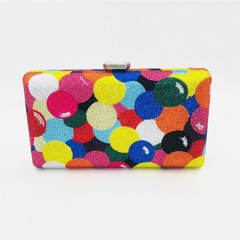 Designer Multicolored Diamond Evening Clutch Bags Women’s Rainbow Crystal Rhinestone Wedding Banquet Handbag Femal Party Purse