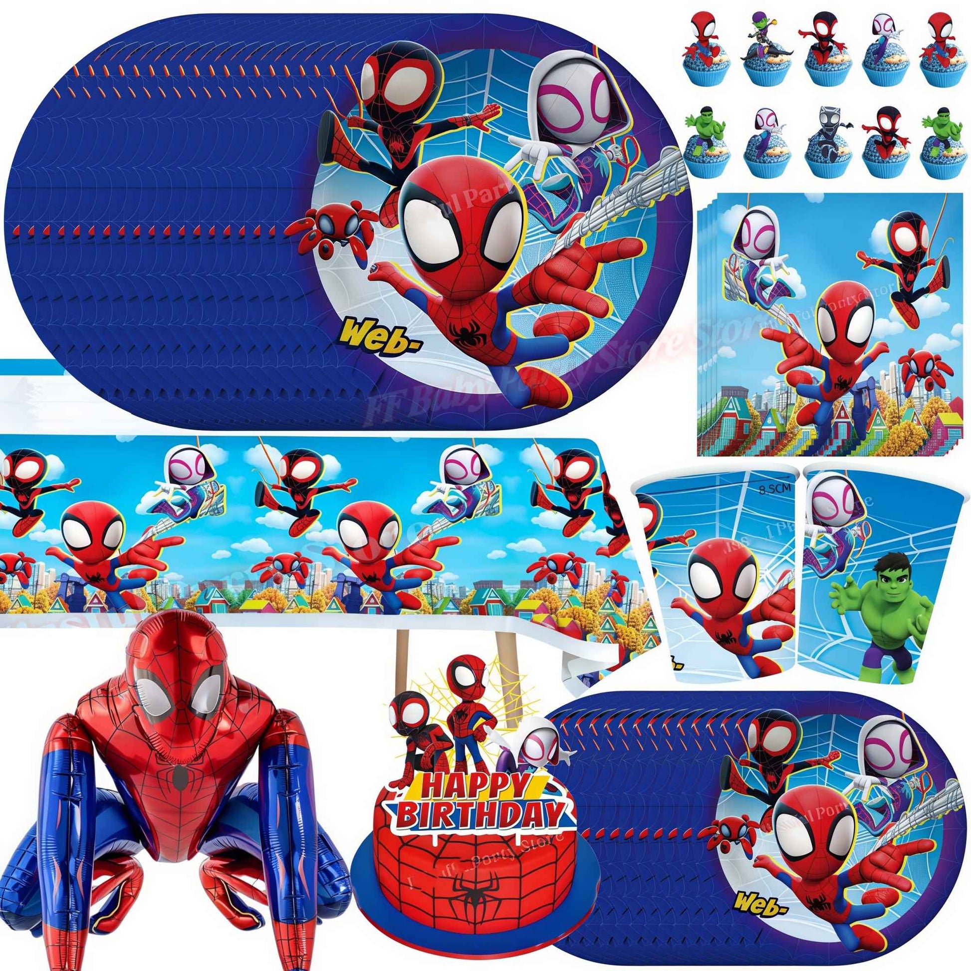 Spider Hero Birthday Party Decoration Plate Cup Banner Balloon Superhero Party Favors Baby Shower Decor Birthday Supplies Gift