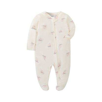 Newborn Footed Pajamas Zipper Girl and Boy Romper Long Sleeve Jumpsuit Cotton Solid White Fashion 0-12 Months Baby Clothes ?