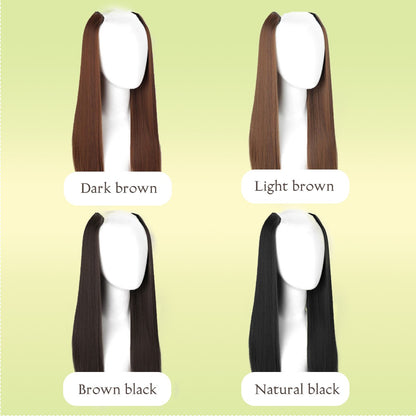 Difei 16-24 inch Synthetic Long Straight Hair Extension Piece Fashion Accessories Women's Clip Hair V-shaped Wig Piece