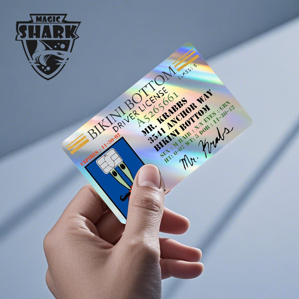 Magic Shark 2026 Chegada Nova Engraçado Fofo Desenho Animado Adesivo Holográfico Película a Laser Pele Brilhante para Cartão de Débito Crédito Banco