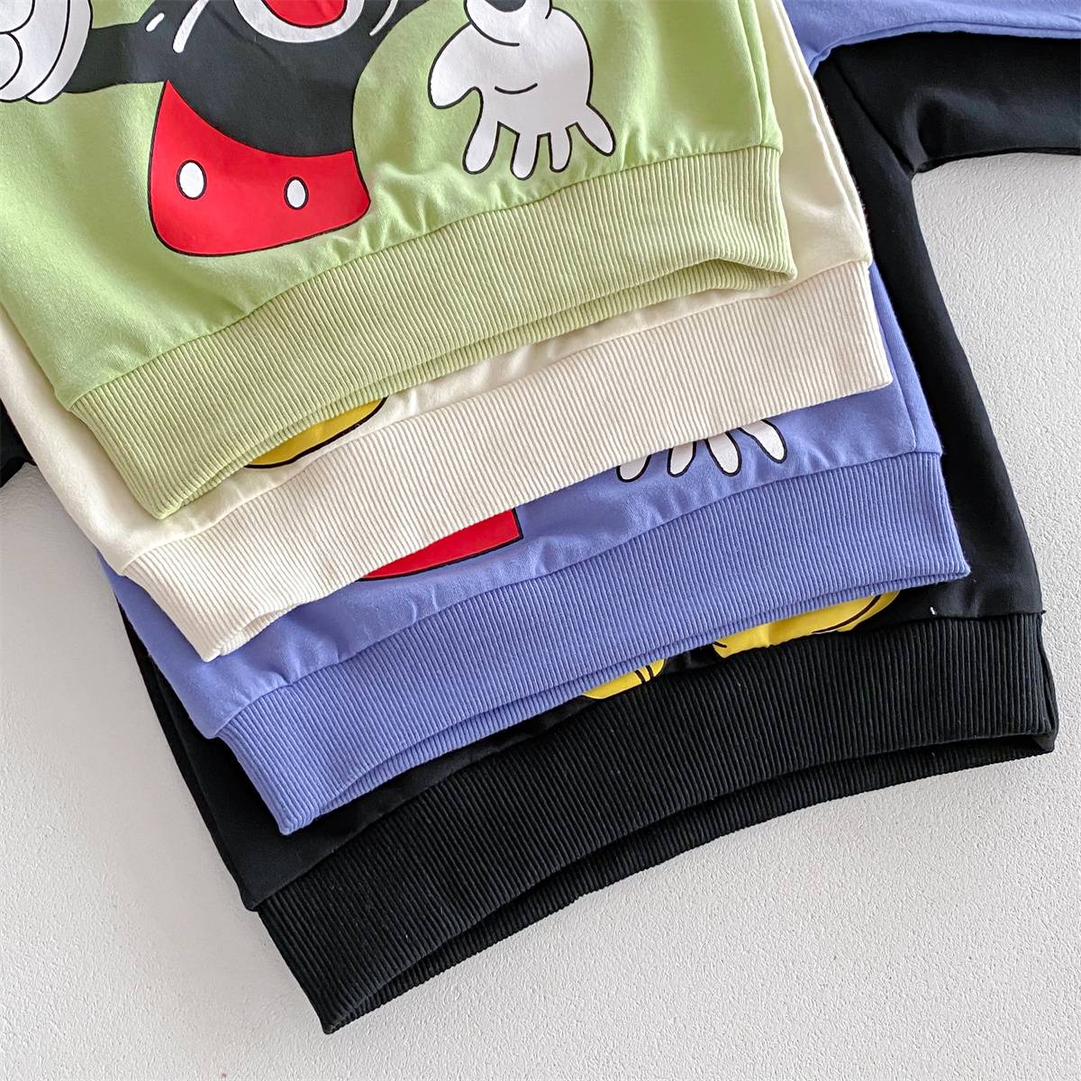 Disney Mickey Children' Tracksuit Cartoon Fashion Loose Baby Girl Boy Long Sleeve Crewneck Hoodies + Pants Two Piece Set Clothes