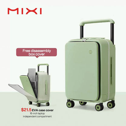 Mixi Novo Design Mala de Viagem com Alça Larga Masculina Bagagem de Mão Feminina com Rodinhas 20 Polegadas de Bordo PC Estrutura de Alumínio M9275