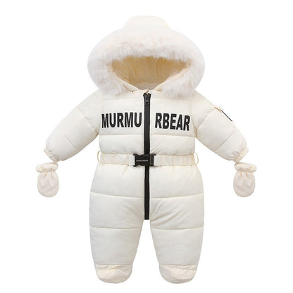 2025 Russian Winter Jumpsuit For Kids Plus Velvet Hooded Newborn Baby Romper 0-2 Years Infant Girl Winter Overalls Baby Snowwear