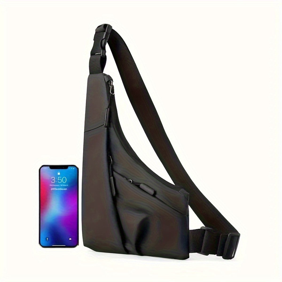 New anti-theft close gun bag triangle bag leisure leather film men's bag left and right crossbody leisure chest bag