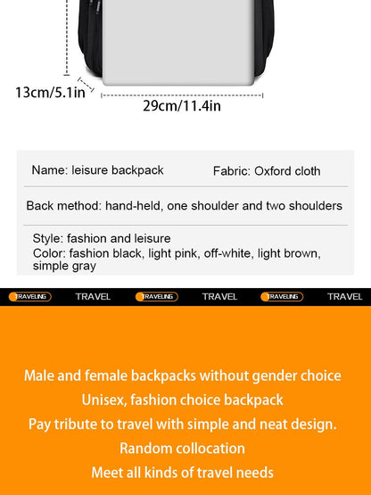Mochila Multi-camadas Impermeável e Estilosa Oxford de Grande Capacidade Simples para Estudantes, Viajantes e Uso Diário
