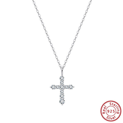 EFFIE QUEEN S925 Sterling Silver Moissanite Cross Necklace GRA Certificate D VVS1 Diamond Cross Pendant Neck Chain Women SMON15