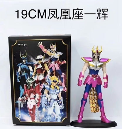 Anime Japonês Saint Seiya Figura Ikki de Fênix Hyoga Seiya Shiryu Boneco Colecionável em PVC Decoração 19cm