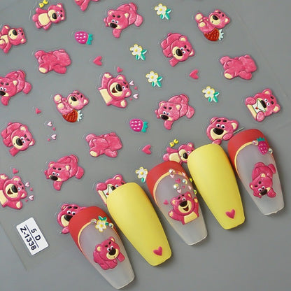 Adesivo de Arte para Unhas Disney Toy Story em Relevo 5D Desenho de Alienígena Lotso Decoração de Unhas Decalques Autoadesivos para Unhas DIY Decalque de Manicure