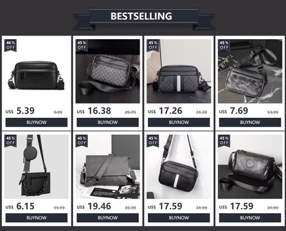 Fashion Luxury Men's Crossbody Bag Business PU Leather Shoulder Bags Men Solid Flap Messenger Bag Men Zipper Ipad Bag 2025 New