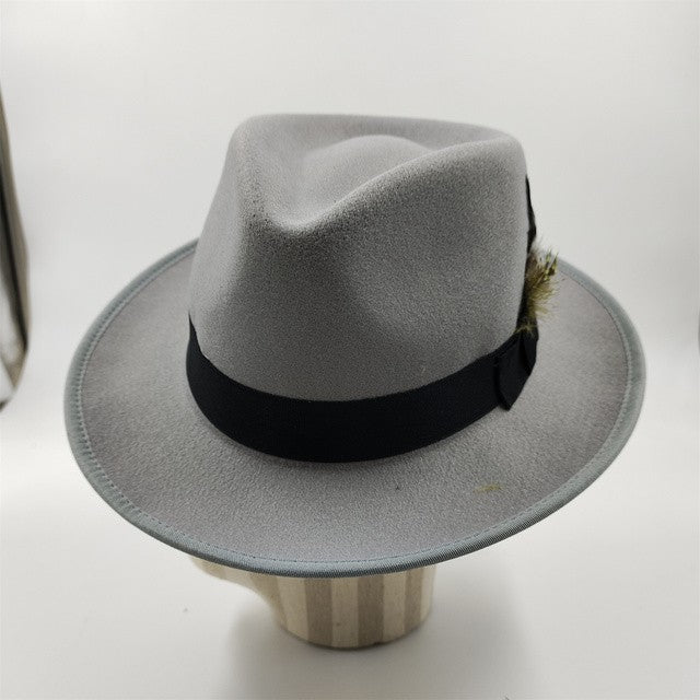 Men's fedora hat Men's and women's universal solid color fedora hat Women's 21 color wide brim jazz hat Autumn and winter Britis