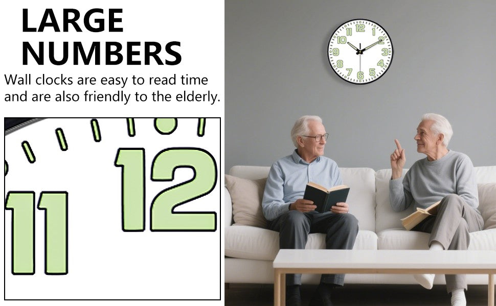 1 PC Luminous Wall Clock Light In Dark Night Digital Quartz Movement Bedrooms Living Room Study Loudspeaker Mute Clock