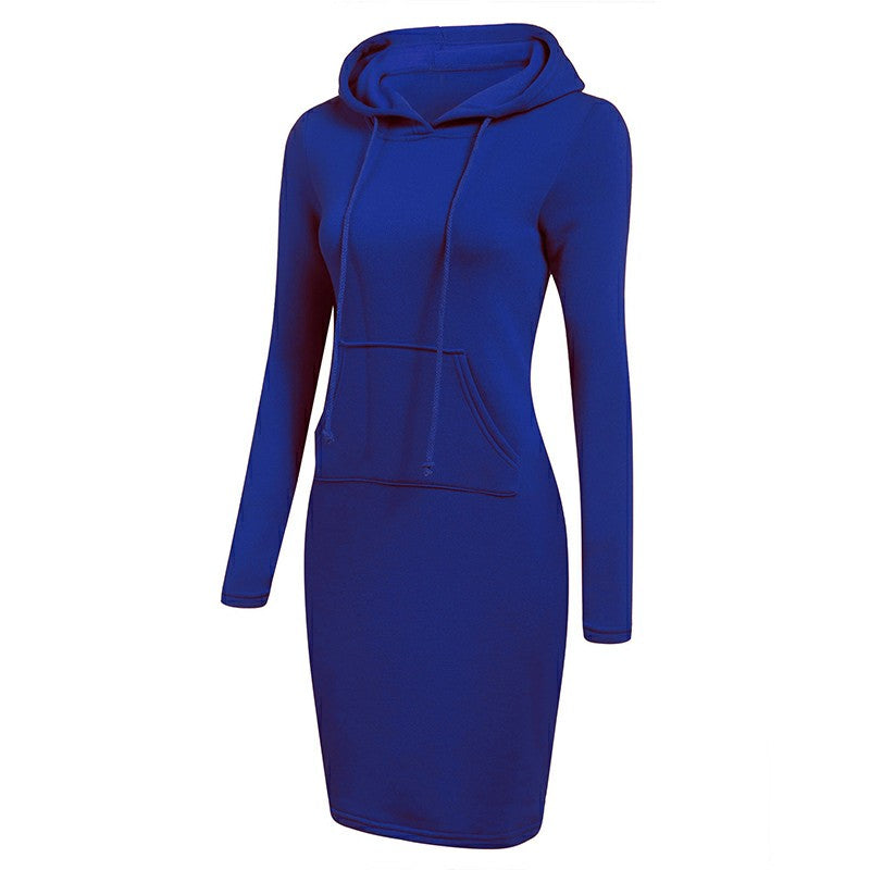 Fashion Sweatshirt Dresses Women's Pocket Hooded Casual Dresses Mini Dresses