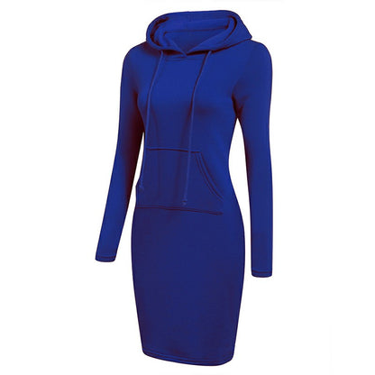 Fashion Sweatshirt Dresses Women's Pocket Hooded Casual Dresses Mini Dresses