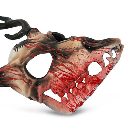 Demon Wendigo Elk Mask Cosplay Gothic Headpiece Animal Antlers Horn Bone Masks Halloween Carnival Purim Party Costume Props