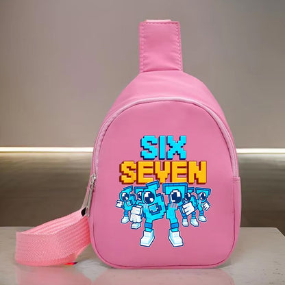 Children Chest Bag Six Seven Italian Brainrot Kids Bag for Girl Boy Daily Travel Purse Cartoon 6 7 Memes Long Strap Shoulder Bag