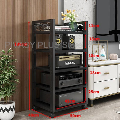 Rack Amplificador de Relevo 4 Cores, 3 Ajustes de Altura, Prateleira de Áudio, Suporte de Alto-Falante Grau E1 para Home Theater, Armazenamento de Amplificadores e Reprodutores