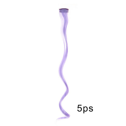 5pcs Colorful Curly Wavy Hair Extensions 18 inch Synthetic Wave Clip-In Hairpieces for Women Cosplay Christmas & New Year Gifts