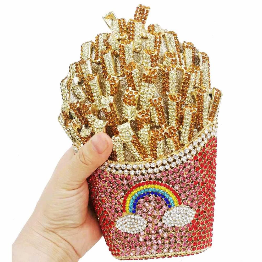 Chips Diamond Women Clutches Bags Lady Evening Clutch Bags Dinner Purse Party Handbag Crystal Evening Pink Yellow Bag SC798