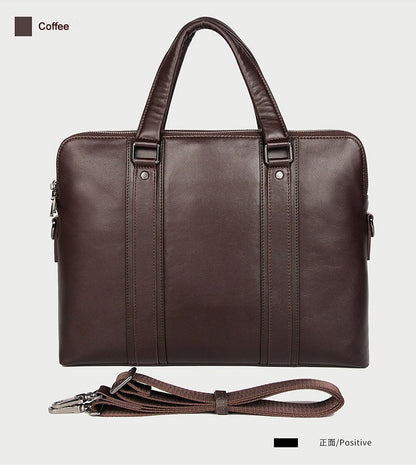 Pasta de Couro Genuíno de Luxo para Homens, Bolsa de Couro para Negócios, Bolsa para Laptop de 15,6", Pasta de Escritório Masculina, Porta-Documentos, Bolsa de Ombro