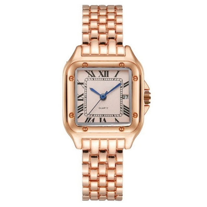 Light-luxury Ladies Watches Business Women Watch High-end Fashionable Roman scale Steel Strip Quartz Wristwatch for Couple man