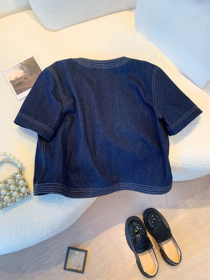 Streetwear Denim Jackets for Women Short Sleeve Summer Jean Jacket Outwear 2025 Ropa Mujer Fashion Vintage Coat Cropped Tops