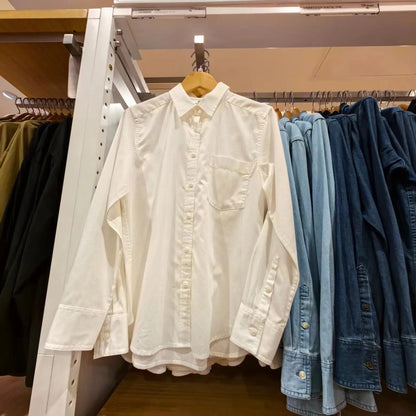 Women's Soft Denim Shirt Long Sleeve Autumn Washing Product Thin Jacket Air Conditioning Shirt 470735