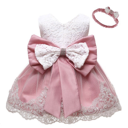 LZH Baby Girl Dress Newborn Clothes Princess Dress+Headwear For Toddler Birthday Wedding Christening Infant Party Christmas Gown