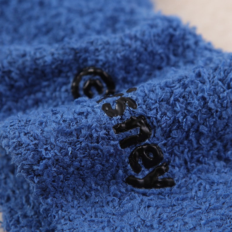 Disney Stitch Fluffy Sock Anime Winter Warm Thickened Coral Fleece Socks Soft Comfortable Sleeping Embroidery Anti-slip Socks