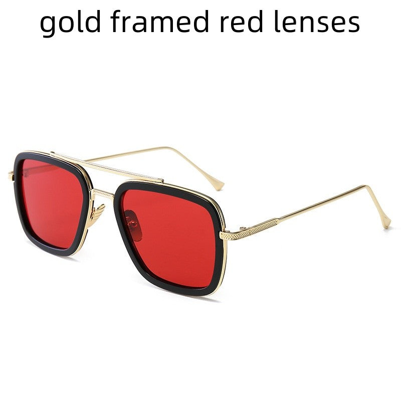 New Men's And Women's Metal Sunglasses European And American Fashion Trend Iron Man Same Style Small Frame Glasses UV400