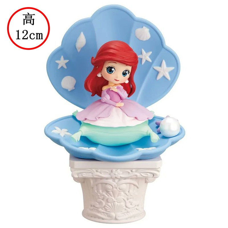 Bandai Disney A Pequena Sereia Anime Qposket Personagens Ariel Linha Glitter Boneco de Ação Modelo Colecionável Brinquedos Presente de Aniversário