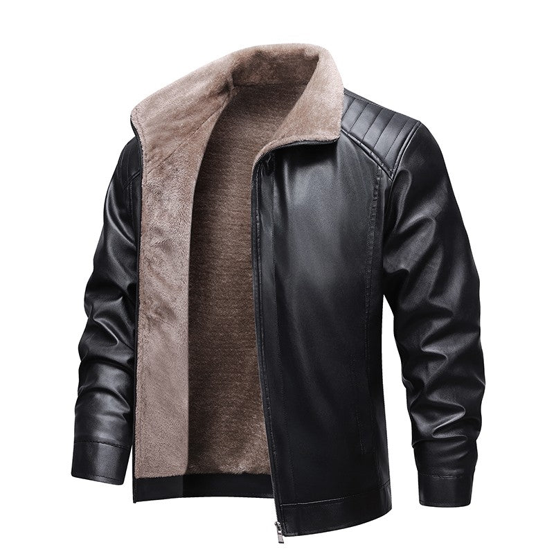 Winter Fleece-lined Leather Jacket Men 2025 New Coat Men's Top Windproof Leisure Mens Streetwear Zipper Retro Moto Biker Jackets