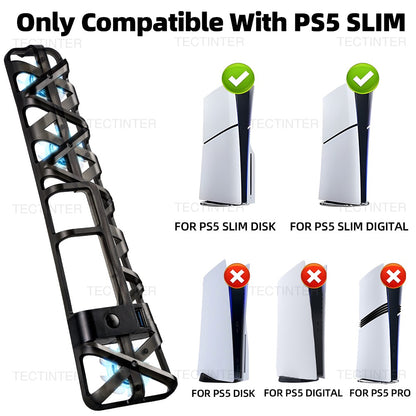 Cooling Fan for PS5 Slim Disc Edition/Digital Edition Game Console with RGB Lighting USB 3.0 Port for PlayStation 5 Accessories