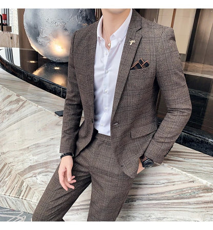 Blazer Plus Size 7XL Men's Blazer Fashion Business Italian Style Linen Leisure Wedding for Office Workers Assembling A Blazer
