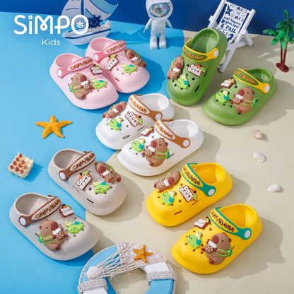 Summer Kids' Garden Clogs Shoes Boys & Girls Beach Sandal Kids Lightweight Breathable Cute Capybara Slip On Baby Slippers