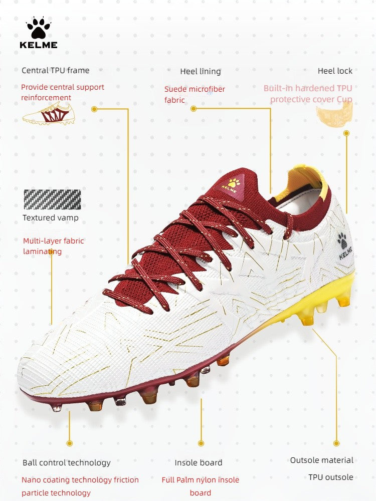 KELME Adult football boots Men's Disease Electric 3.0 Short Spikes Soccer shoes Children's MG Professional Match Training Shoes