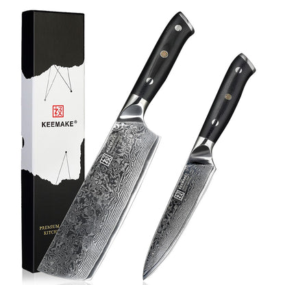 Conjunto de Facas de Cozinha KEEMAKE Design Faca de Utilidade Japonesa para Chef Faca de Corte de Aço Damasco de Alto Carbono para Vegetais e Carnes