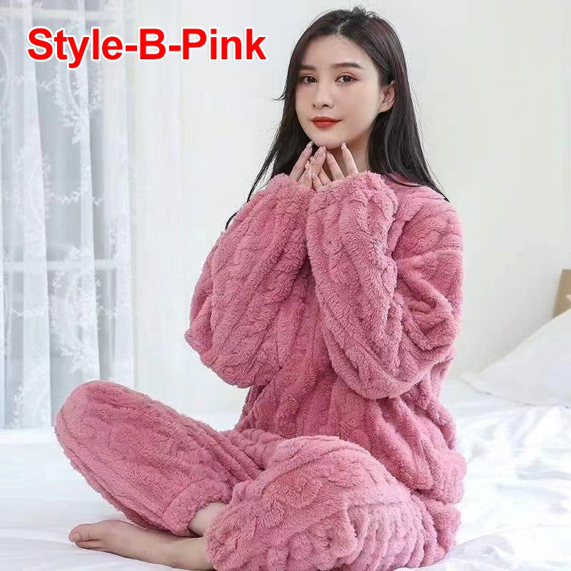 Winter Women's New Pajamas Homewear Suit Women's Fall and Winter Warm Clothes Coral Velvet Leisure Pajamas Padded Homewear