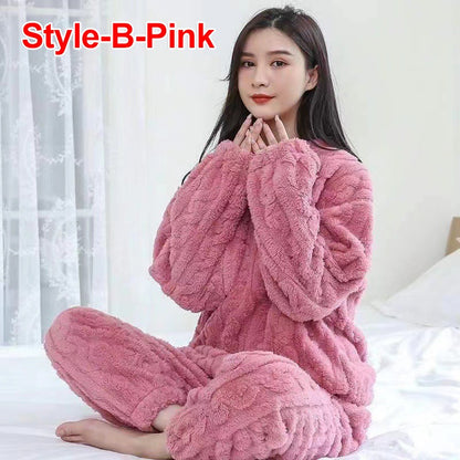Winter Women's New Pajamas Homewear Suit Women's Fall and Winter Warm Clothes Coral Velvet Leisure Pajamas Padded Homewear