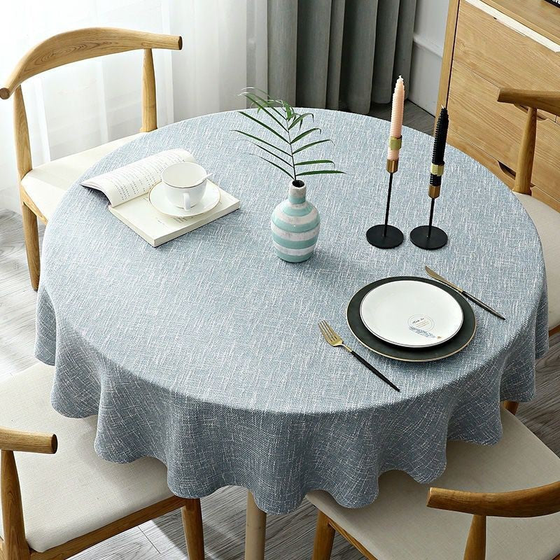 Round Table Cover Linen Round Tablecloth Solid Color Table Cloth Dining Tea Home Hotel Banquet Fabric Tablecloth