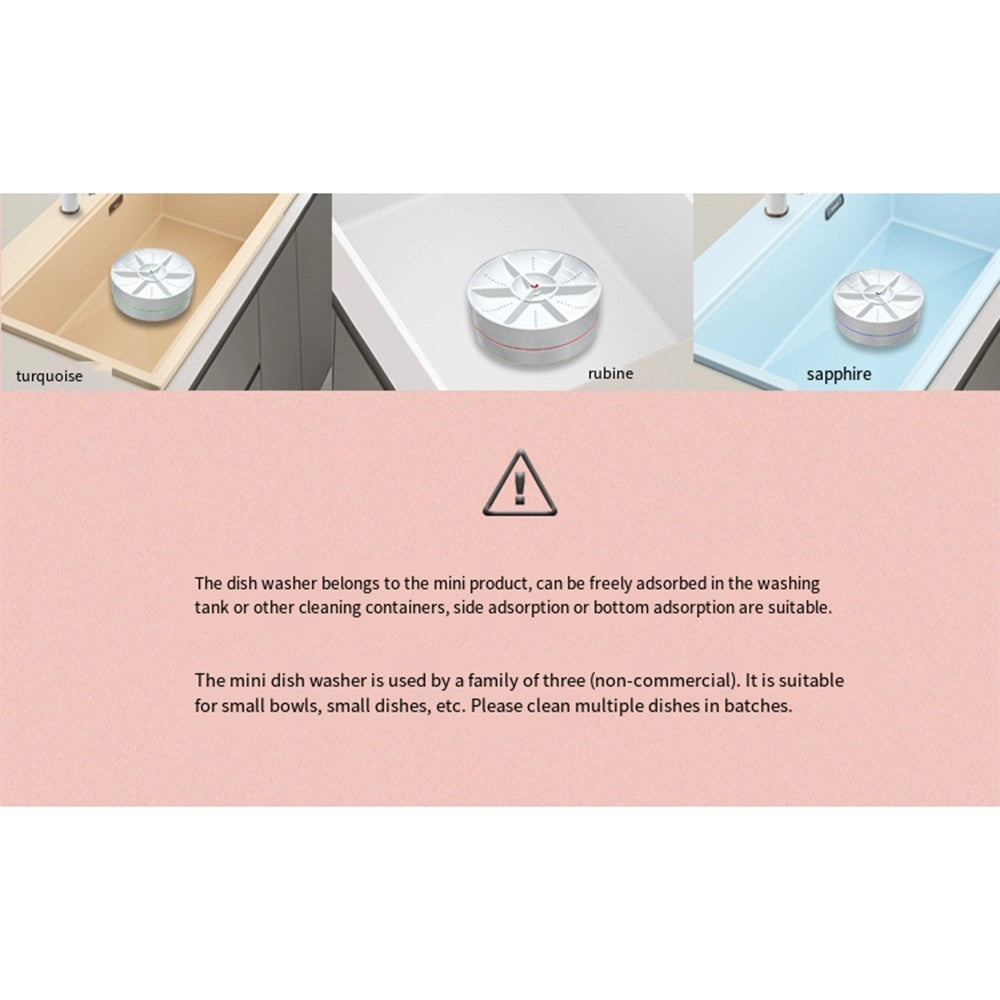 Portable Mini Ultrasonic Dishwasher USB Wireless Fruit Vegetable Dish Washer Electric Kitchen Home Dish Washing Machine Cleaner