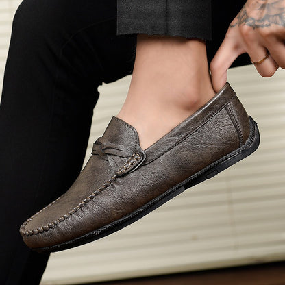 High Quality Leather Men Casual Shoes Comfortable Light Men Loafers Formal Men Dress Shoes Breathable Slip on Men Driving Shoes