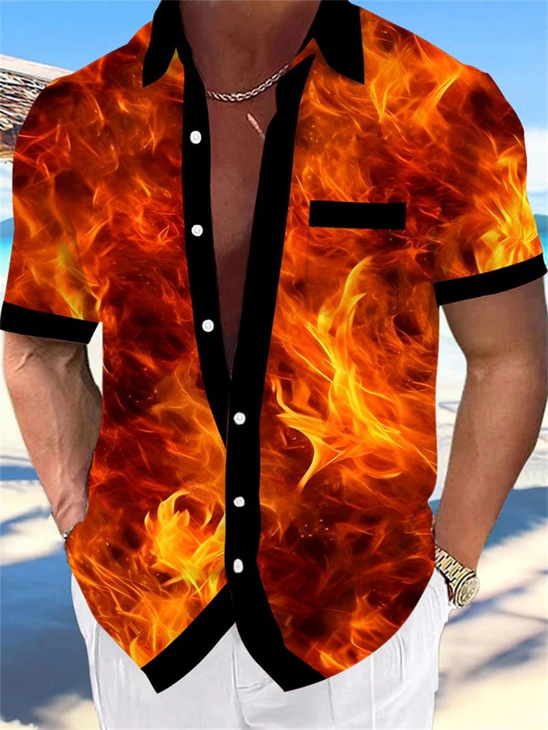 Summer Parrot 3D Printed Shirt Men's Fashion Shirt Single breasted Short sleeved Hawaiian Shirt Men's New Style