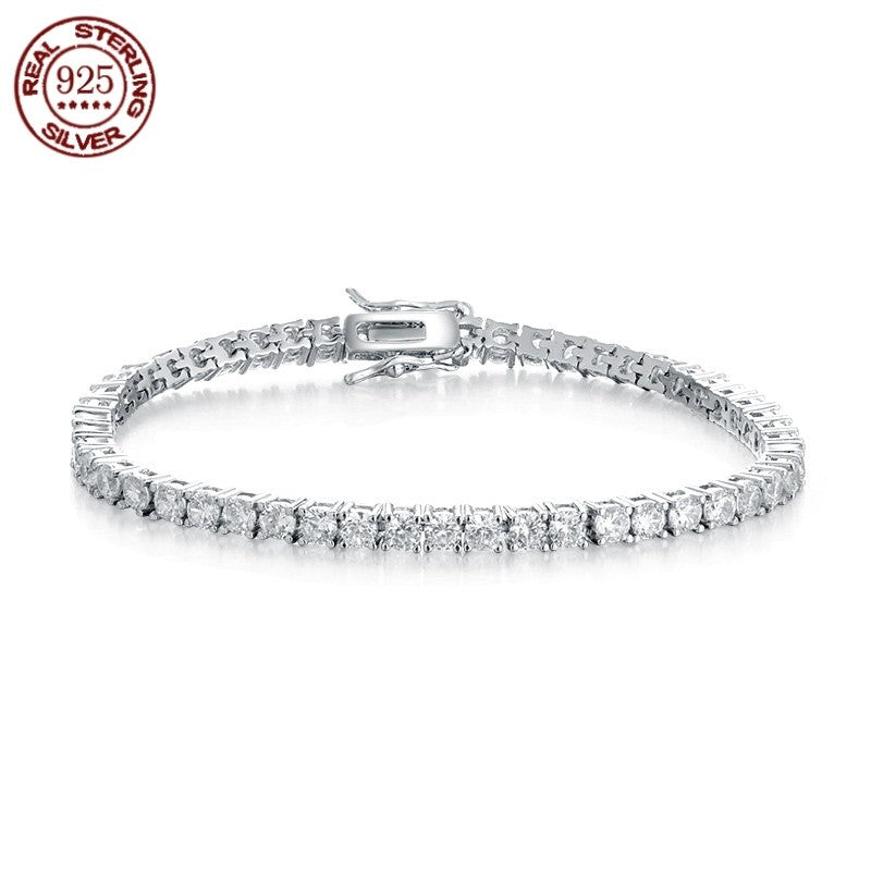 Preço de Fábrica Prata Esterlina Real S925 Banhada a Ouro 18K Zircônia 5A Grau Pulseira Tennis Preta para Homens e Mulheres Joia da Moda