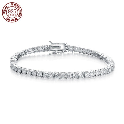 Preço de Fábrica Prata Esterlina Real S925 Banhada a Ouro 18K Zircônia 5A Grau Pulseira Tennis Preta para Homens e Mulheres Joia da Moda