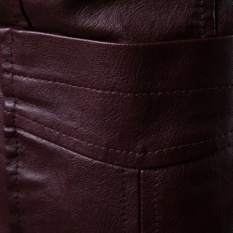 Spring/Autumn Leather Jacket - Plus Size Men's Youth Suit Collar Business Casual Leather Jacket European Sizes XS-3XL