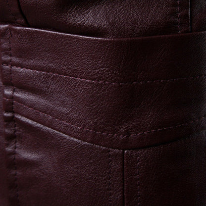 Spring/Autumn Leather Jacket - Plus Size Men's Youth Suit Collar Business Casual Leather Jacket European Sizes XS-3XL