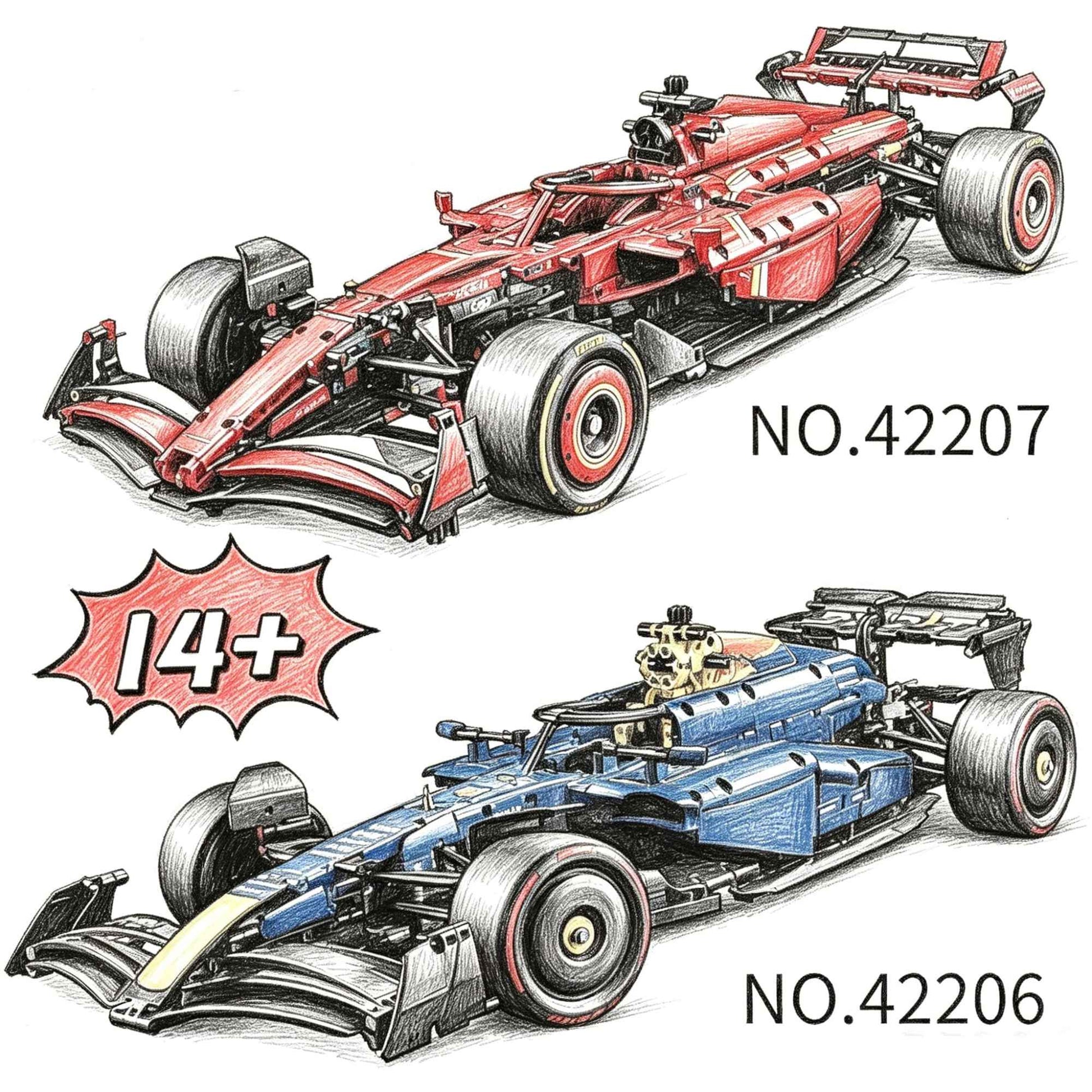 Technical 1361/1639PCS RB20 SF-24 1:8 Scale Racing Car Kits MOC Collectible Assembly Building Blocks Car Model Birthday Gift Toy