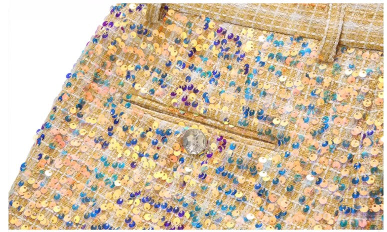 High-quality Sequined Suits Men Clothing Gold / Silver Autumn / Winter New Male Wedding Banquet Party Dress Blazer and Pant