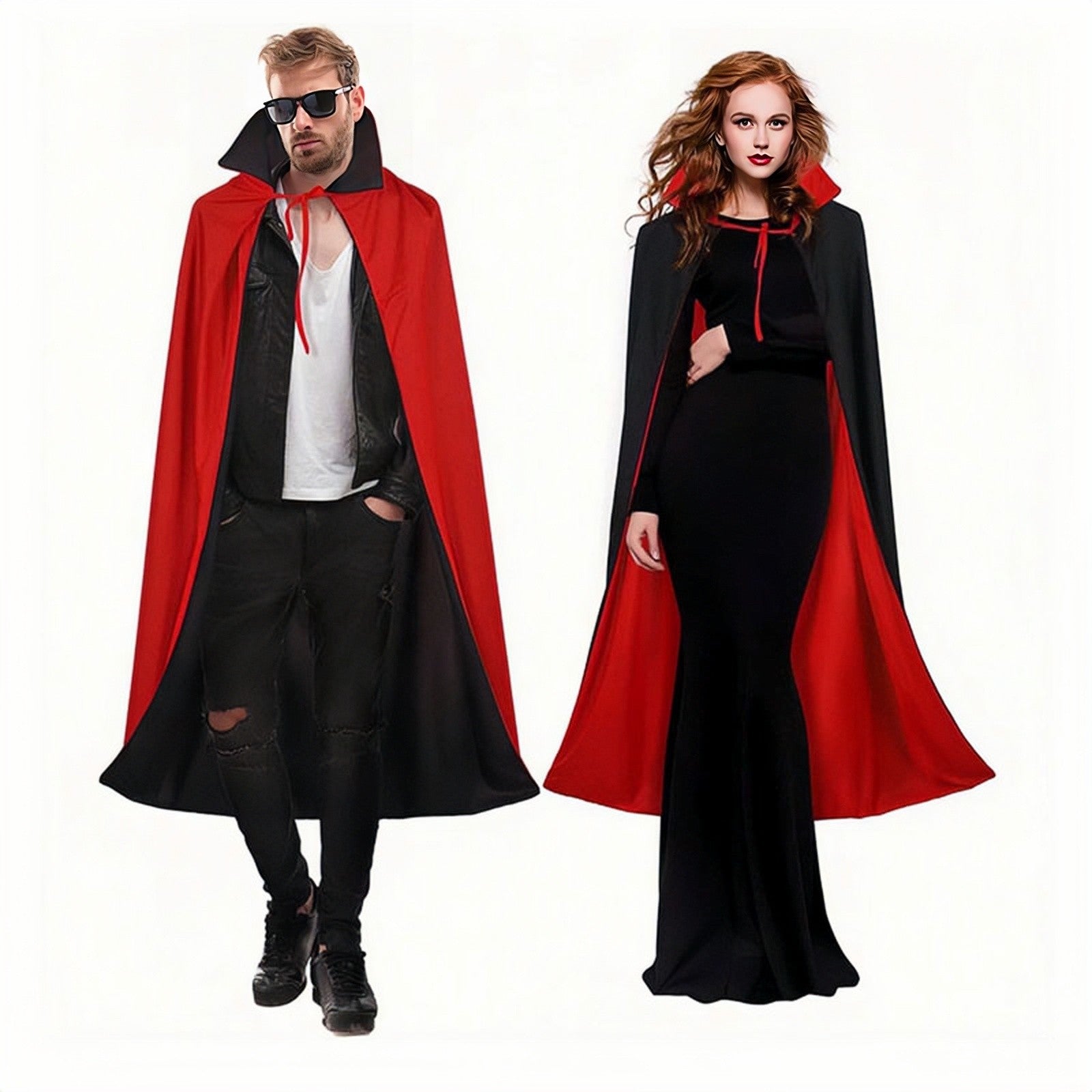 90Cm/120Cm/140Cm/150Cm Halloween Costumes for Men and Women, Role-Playing Apparel, Adult Stand-Collar Cape, Black and Red Reversible Long Robe, Unisex Adult Style, Reversible Stand-Collar Long Robe Cape